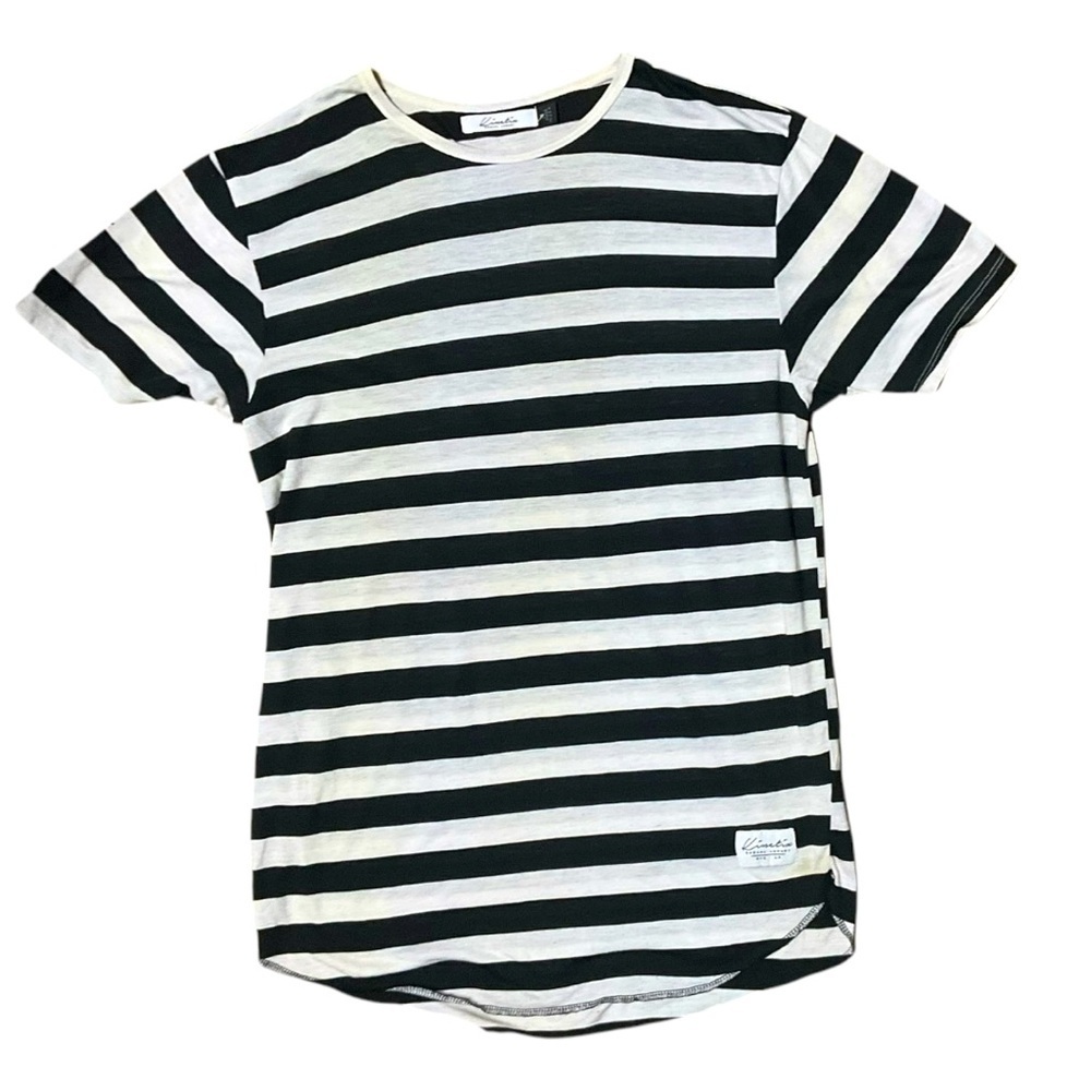 ⚫️⚪️ Kinetix Striped Longline Tee‎ M 🧨 Street Luxe Cotton 🔥 Drip Ready